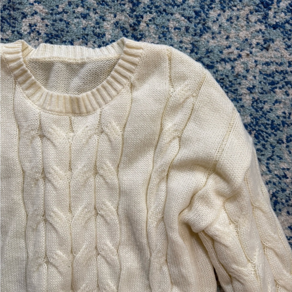 SOLD WHATNOT Cozy Cream Cable Knit Sweater